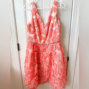 Jun & Ivy Francesca’s Coral floral party dress size Large